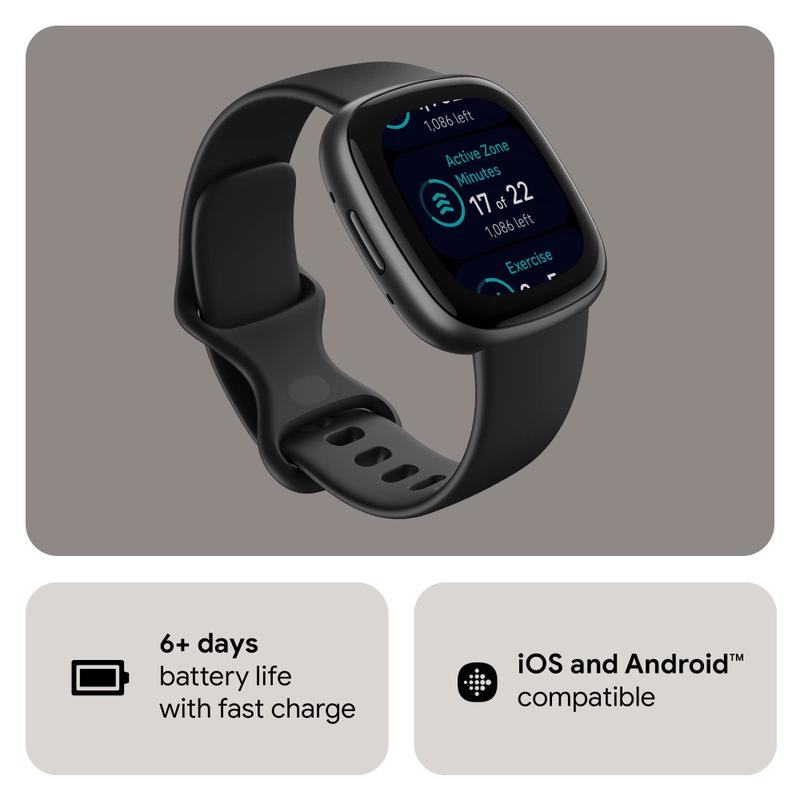 Smartwatch de fitness Fitbit Versa 4 com GPS, frequência cardíaca